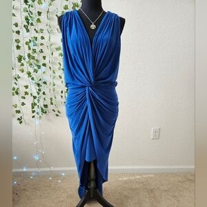 💚HP💚NWT MISA Los Angeles Leza Gathered Crossover Sleeveless Tulip Maxi Dress